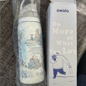 Owala White and Gray Water Bottle with Winnie the Pooh Design